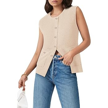 Yousify Womens Sweater Vest Sleeveless Button Down Round Neck Knitted Tank Tops Casual Cardigan f... | Amazon (US)