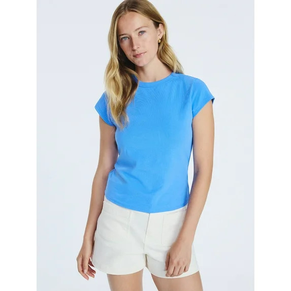 Free Assembly Women's and Women's Plus Cap Sleeve Tee, Sizes XS-4X | Walmart (US)