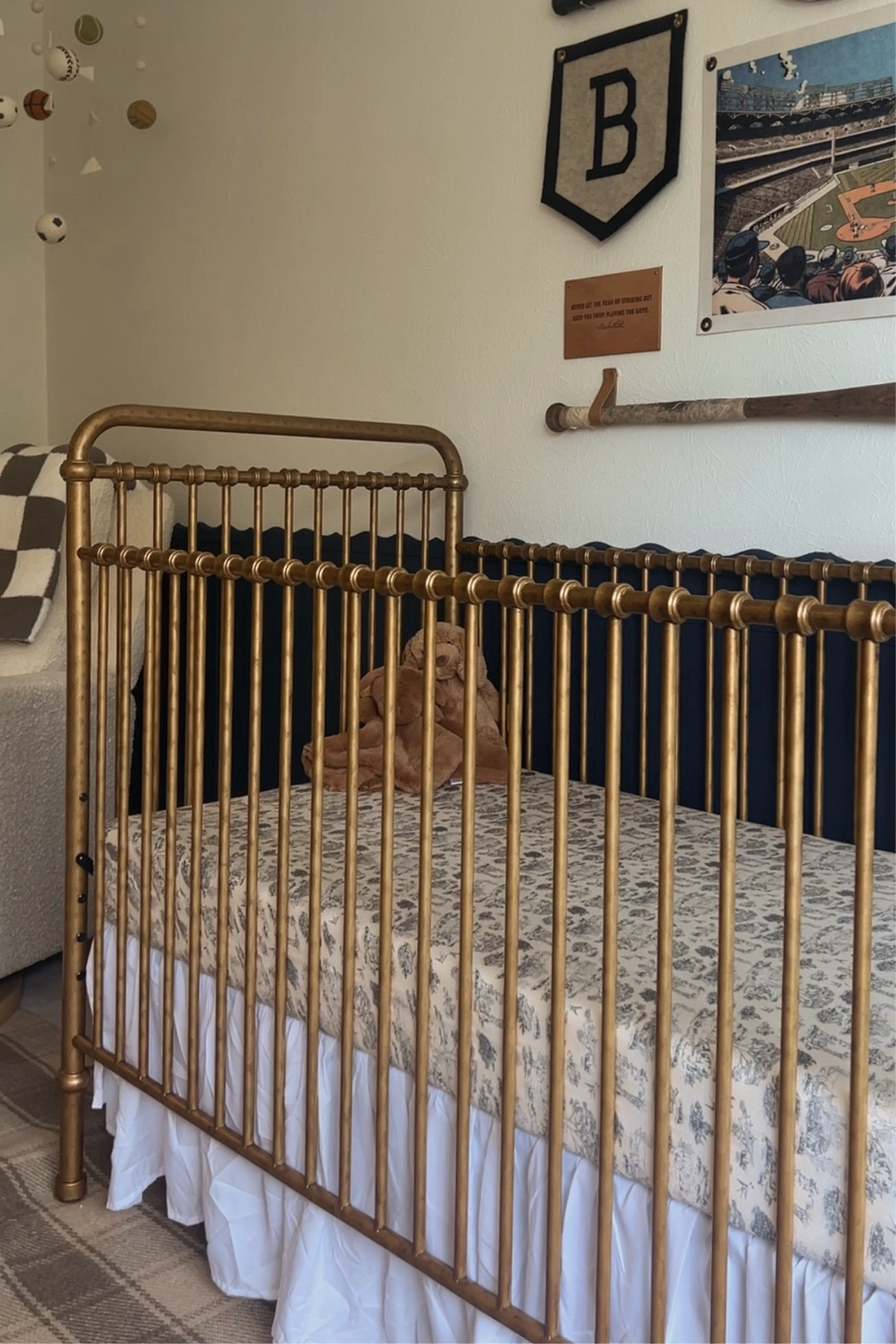 Gold brushed nursery crib! 

#LTKHome #LTKBaby #LTKBump
