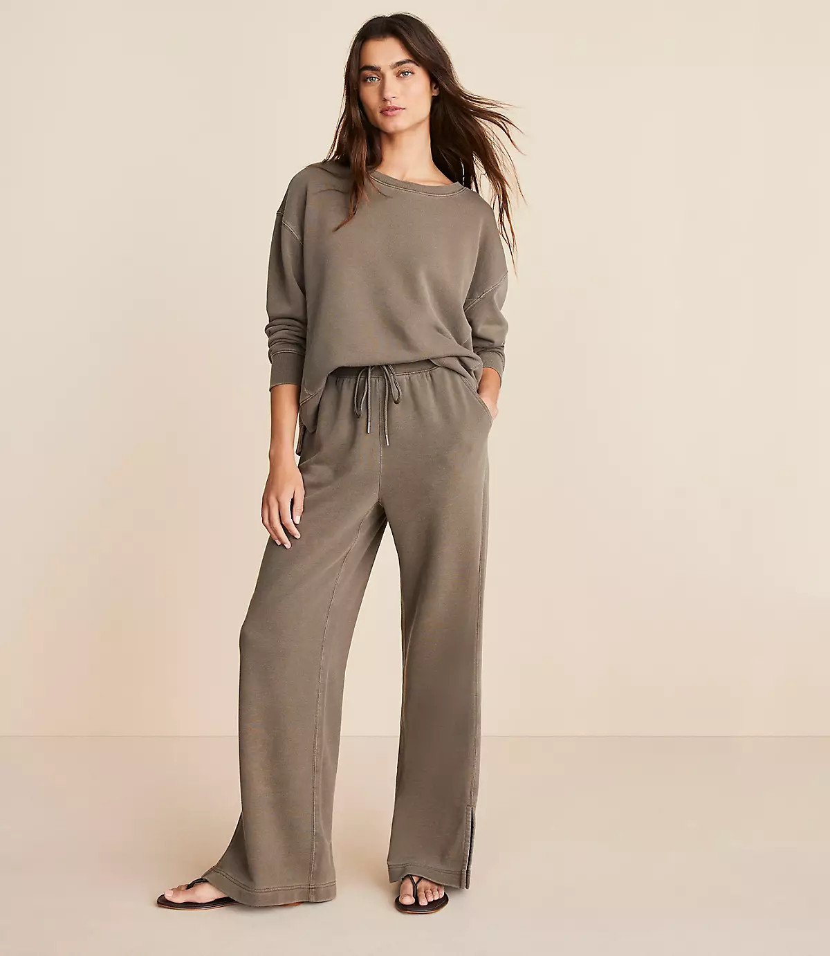 Lou & Grey Washed Cozy Cotton Straight Leg Sweatpants | LOFT