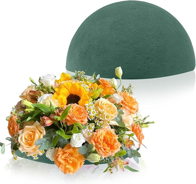 2 Pcs Floral Foam Half Balls, 7.5"W x 3.7"H Half Round Green Dry & Wet Flower Foam for Fresh or A... | Amazon (US)