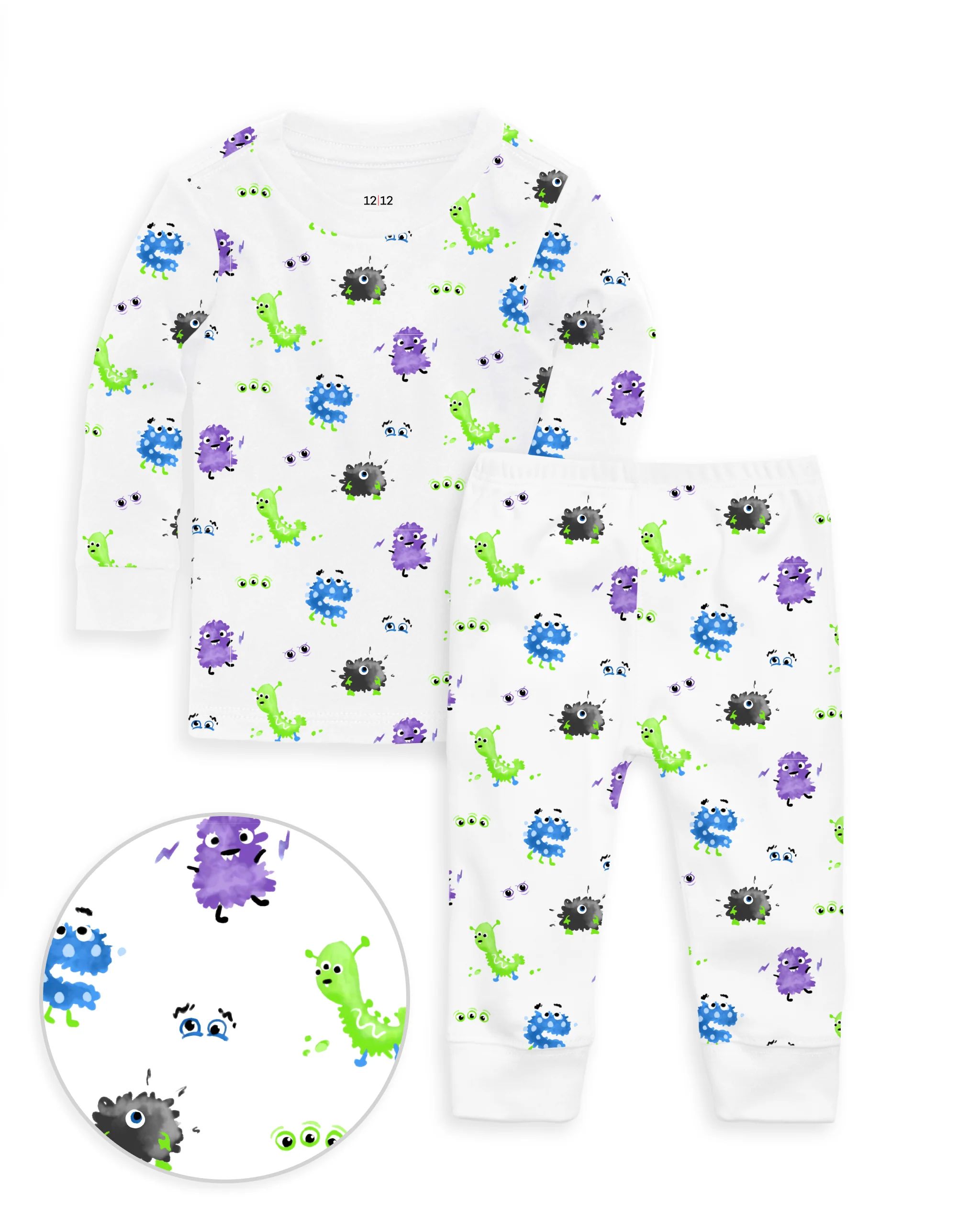 The Organic Long Sleeve Pajama Set [Messy Monsters] | 1212