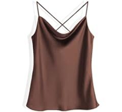 Ekouaer Silk Camisole Tops for Women Cowl Neck Camis Satin Tank Top Soft Spaghetti Strap Sleevele... | Amazon (US)