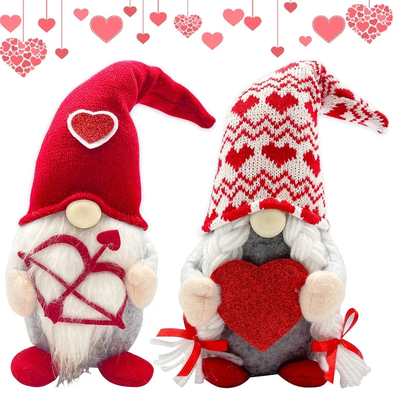 Molumo Valentines Day Gnomes, 2PCS Mr & Mrs Valentine Gnomes Decorations for Home - Handmade Swed... | Walmart (US)