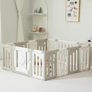 UFO Portable Foldable Playpen - Extra Large Baby & Toddler Play Yard, 14 Panels, Grey | Amazon (US)