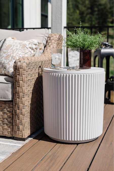 We are LOVING our new chill side table from @wayfair! It’s been the best addition to our deck, especially with all our summer entertaining! 

#wayfairpartner #wayfair 

Outdoor furniture, outdoor side table, cooler, rocking chairs, summer, spring 

#LTKSeasonal #LTKHome