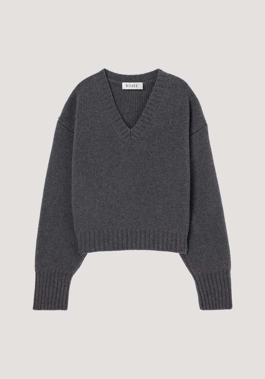 sculptural compact v-neck | mid grey melange | Rohe