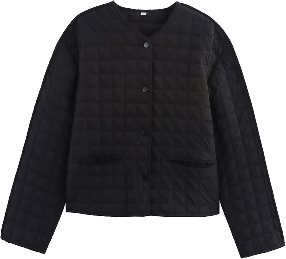 Bozanly Women's Lightweight Quilted Puffer Jackets Casual Collarless Long Sleeve Button Down Coat... | Amazon (US)