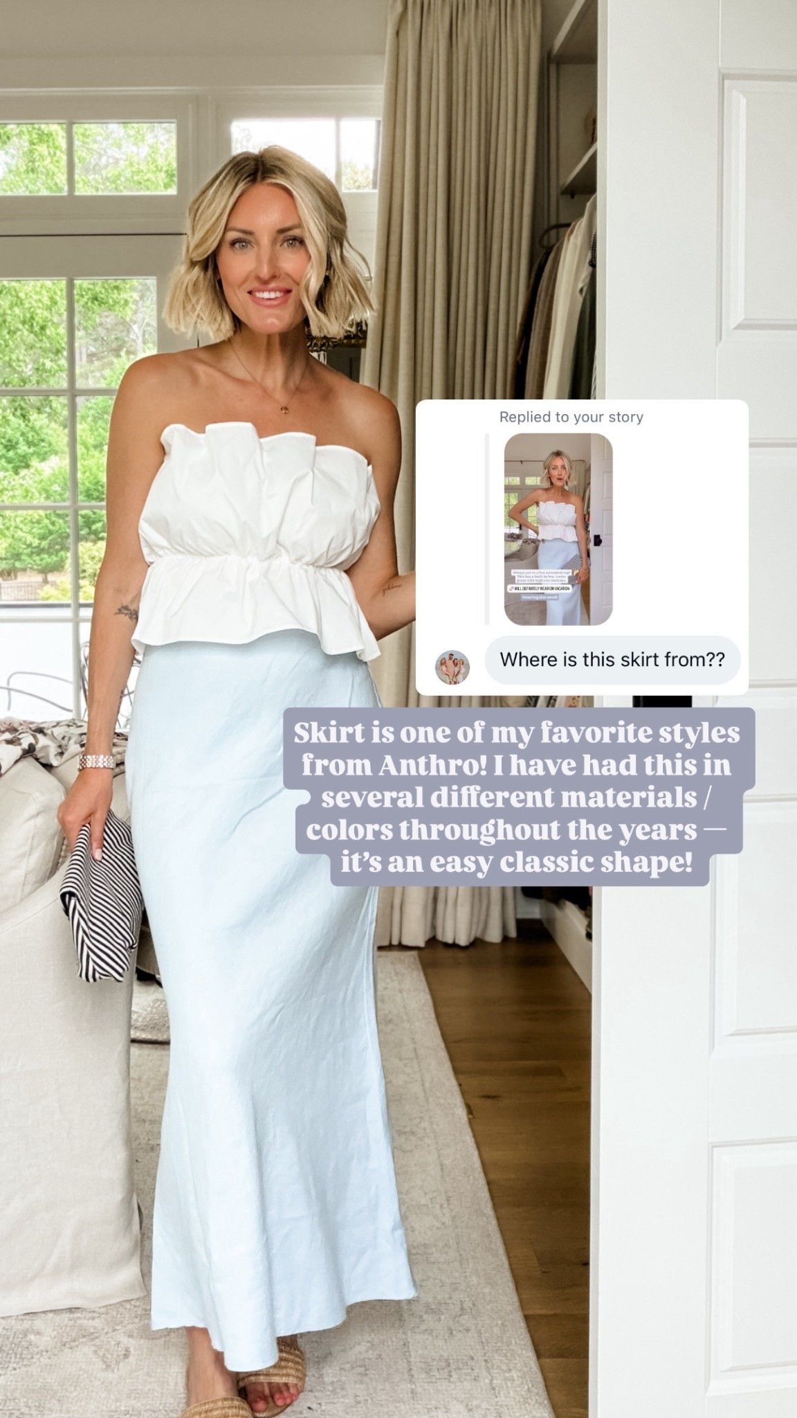 I have gotten this maxi skirt in several different patterns and fabrics! Love the linen for summer & this blue is so pretty! Wearing size S!

Loverly Grey, Anthropologie, linen skirt, summer outfit, Amazon

#LTKSeasonal