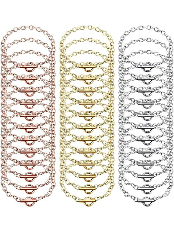 10pcs Stainless Steel Ot Toggle Clasp Link Chain Bracelet For Diy Jewelry Making, Women's Jewelle... | SHEIN