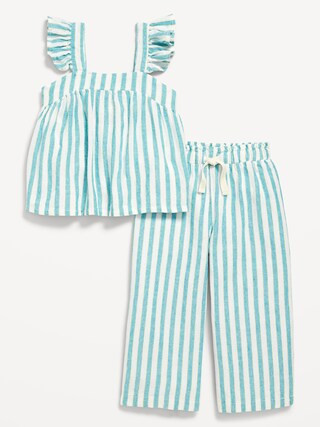 Sleeveless Linen-Blend Top and Wide-Leg Pants Set for Toddler Girls | Old Navy (CA)