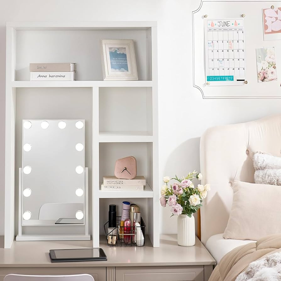 DormCo Yak About It Extra Tall Thick - Desk Bookshelf Hutch - White | Amazon (US)