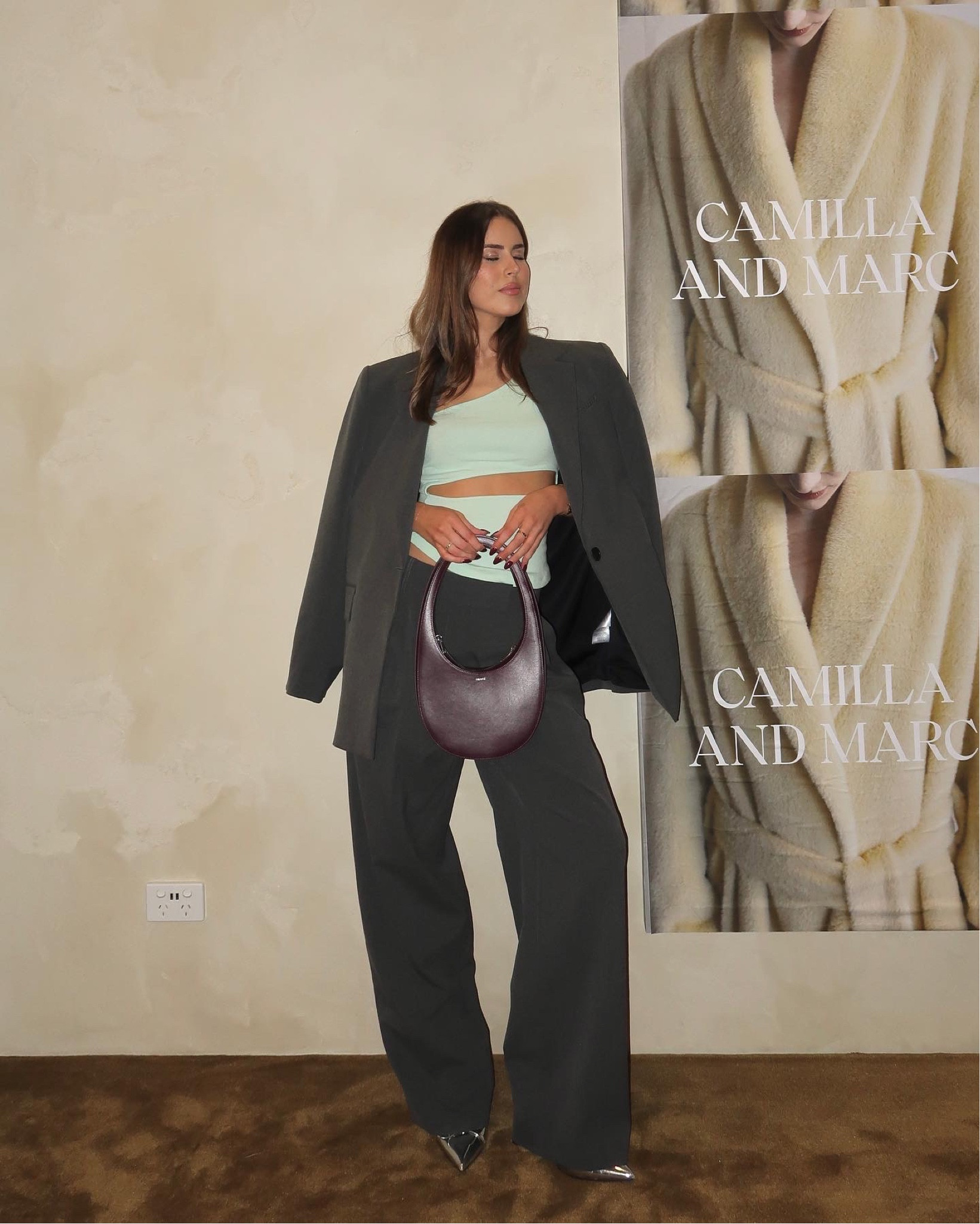 Attending the Camilla and Marc chadstone store opening in this lovely oversized set! The shirt is vintage 🩶