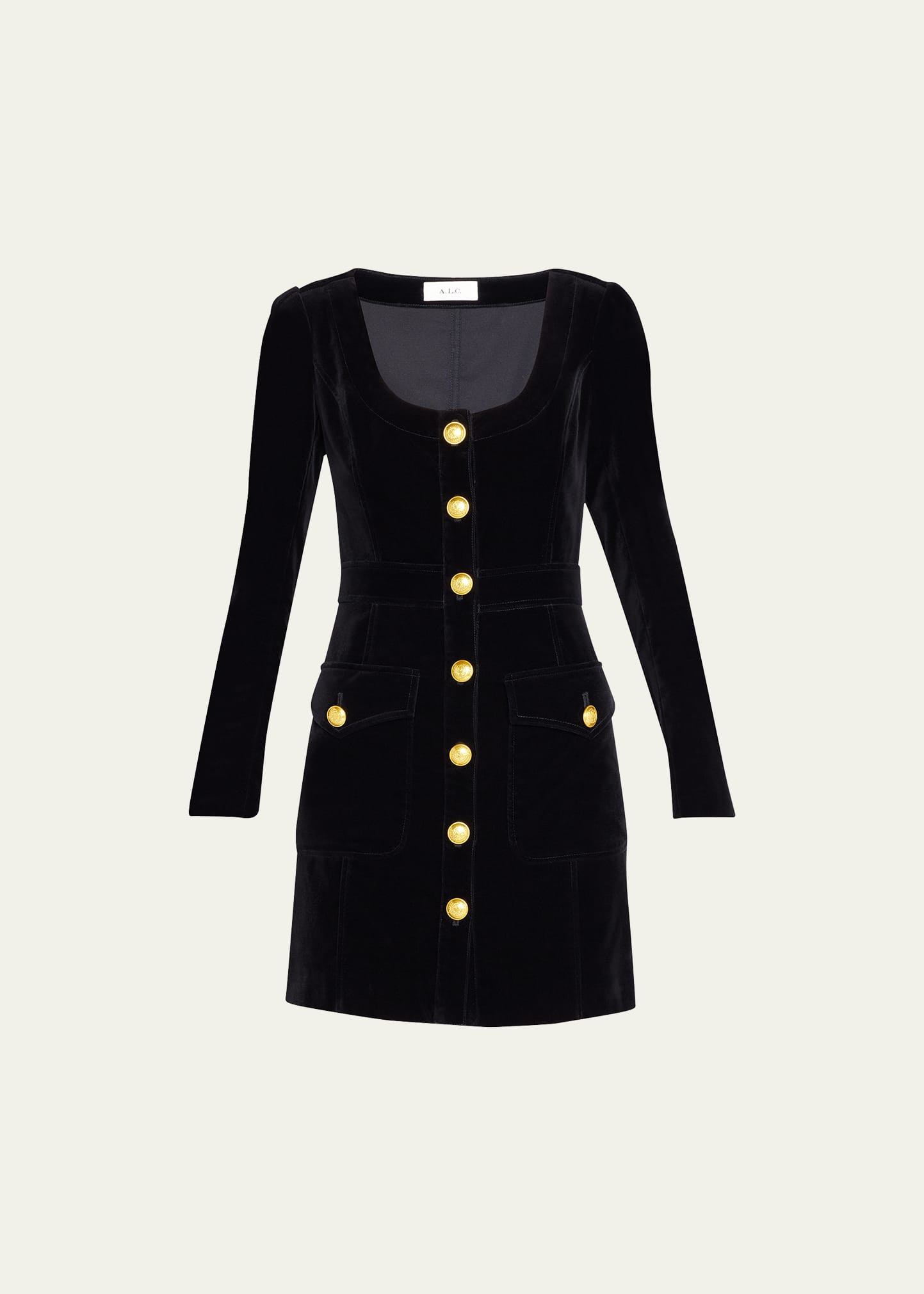 Ivy Velvet Button-Front Mini Dress | Bergdorf Goodman