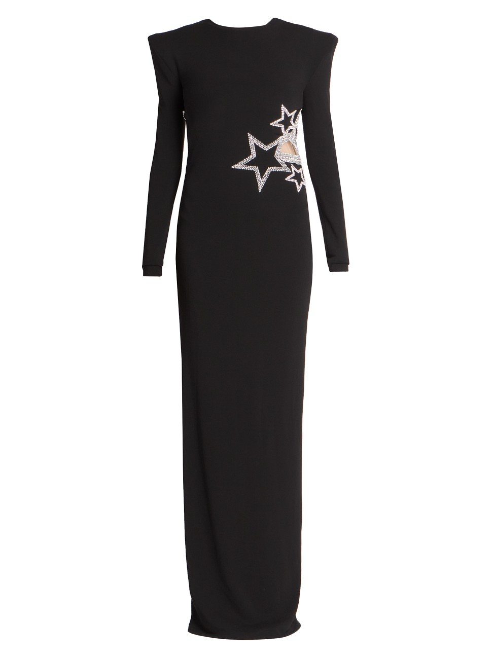 Embellished Star-Cutout Shoulder-Pad Long-Sleeve Gown | Saks Fifth Avenue