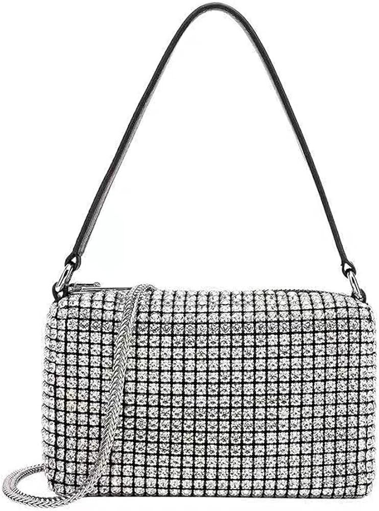 Rhinestone Evening Purse for Women Rhinestone Bags Sparkling Crystal Crossbody Bags with Chain Weddi | Amazon (US)