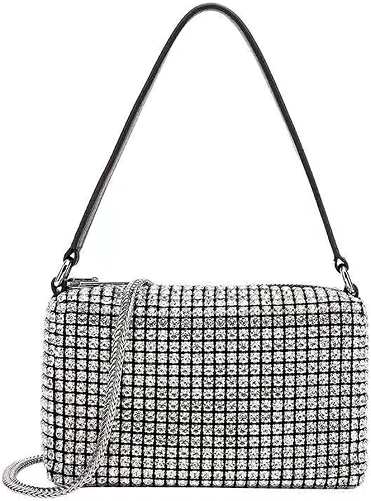 NOGUTU Crystal Crossbody Bag Silver Rhinestone Purse Silver Purse for Prom Evening Bag for Women | Amazon (US)