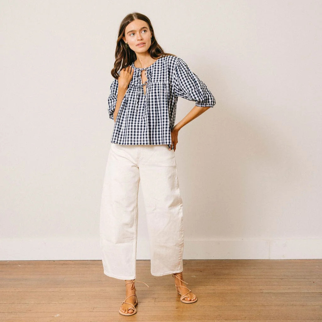 Navy Gingham Mira Top | Sunshine Tienda
