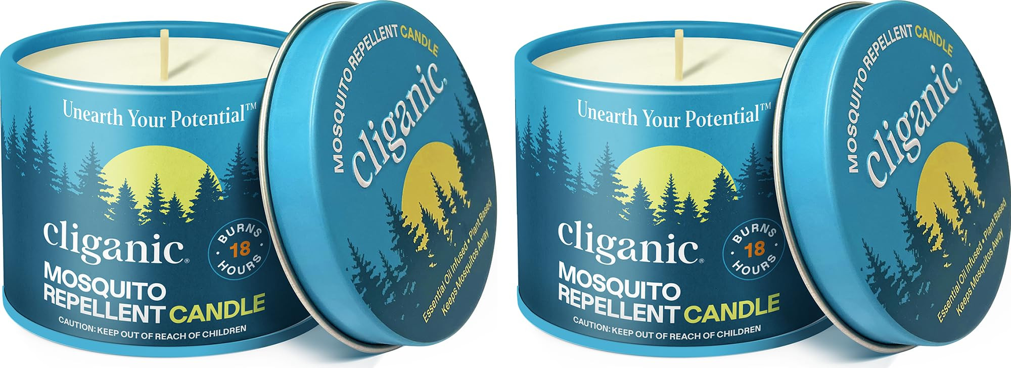 Cliganic Natural Mosquito Repellent Candle (Pack of 2) | Citronella, DEET Free, Essential Oil Inf... | Amazon (US)