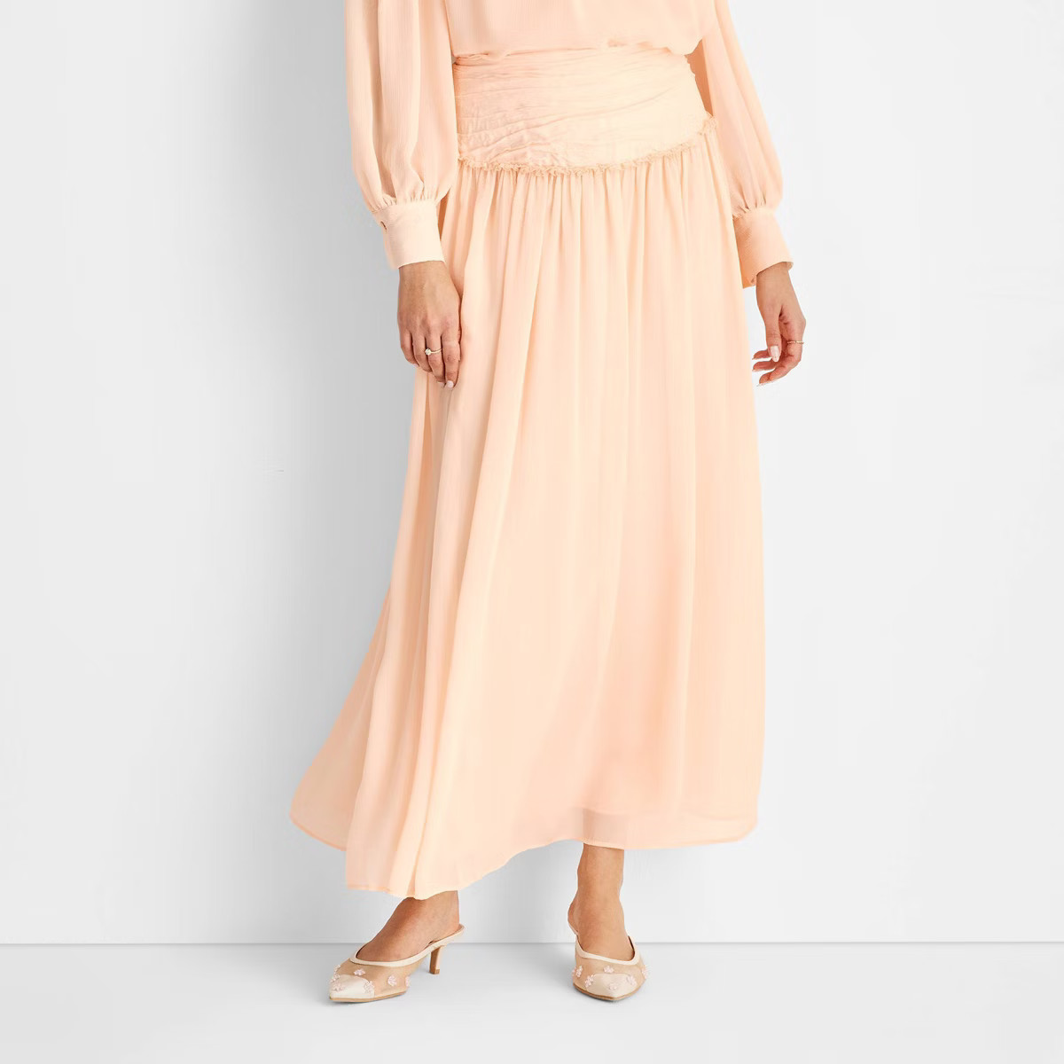 Women's Crinkle Maxi Skirt - Future Collective Peach Orange 2 | Target