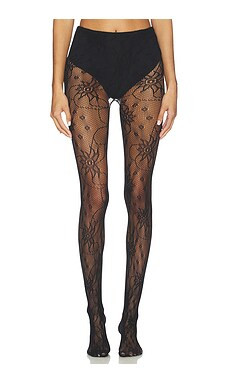 Stems Wild Flower Lace Mesh Tights in Black from Revolve.com | Revolve Clothing (Global)