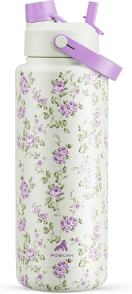 POWCAN 40 oz Insulated Water Bottle with 2-in-1 Straw and Spout Lid, Keep Cold 24H, Leak-Proof, B... | Amazon (US)