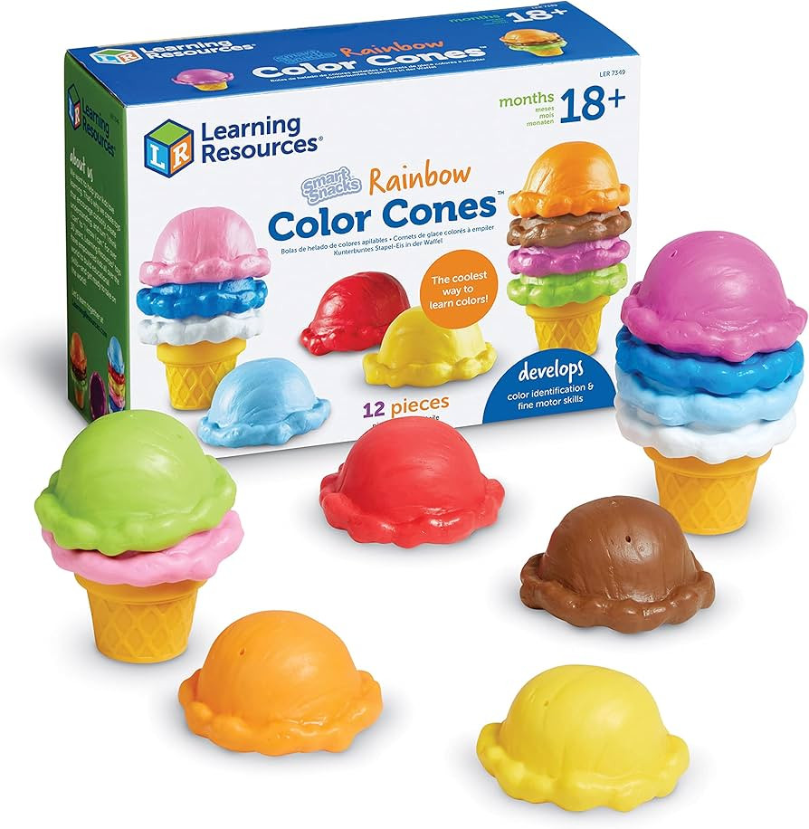 Learning Resources Smart Snacks Rainbow Color Cones - 12 Pieces, Ages 18+ months Toddler Pretend ... | Amazon (US)