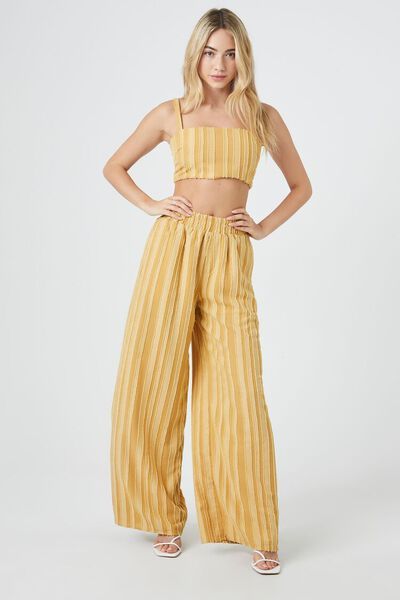 Textured Striped Wide-Leg Pants | Forever 21