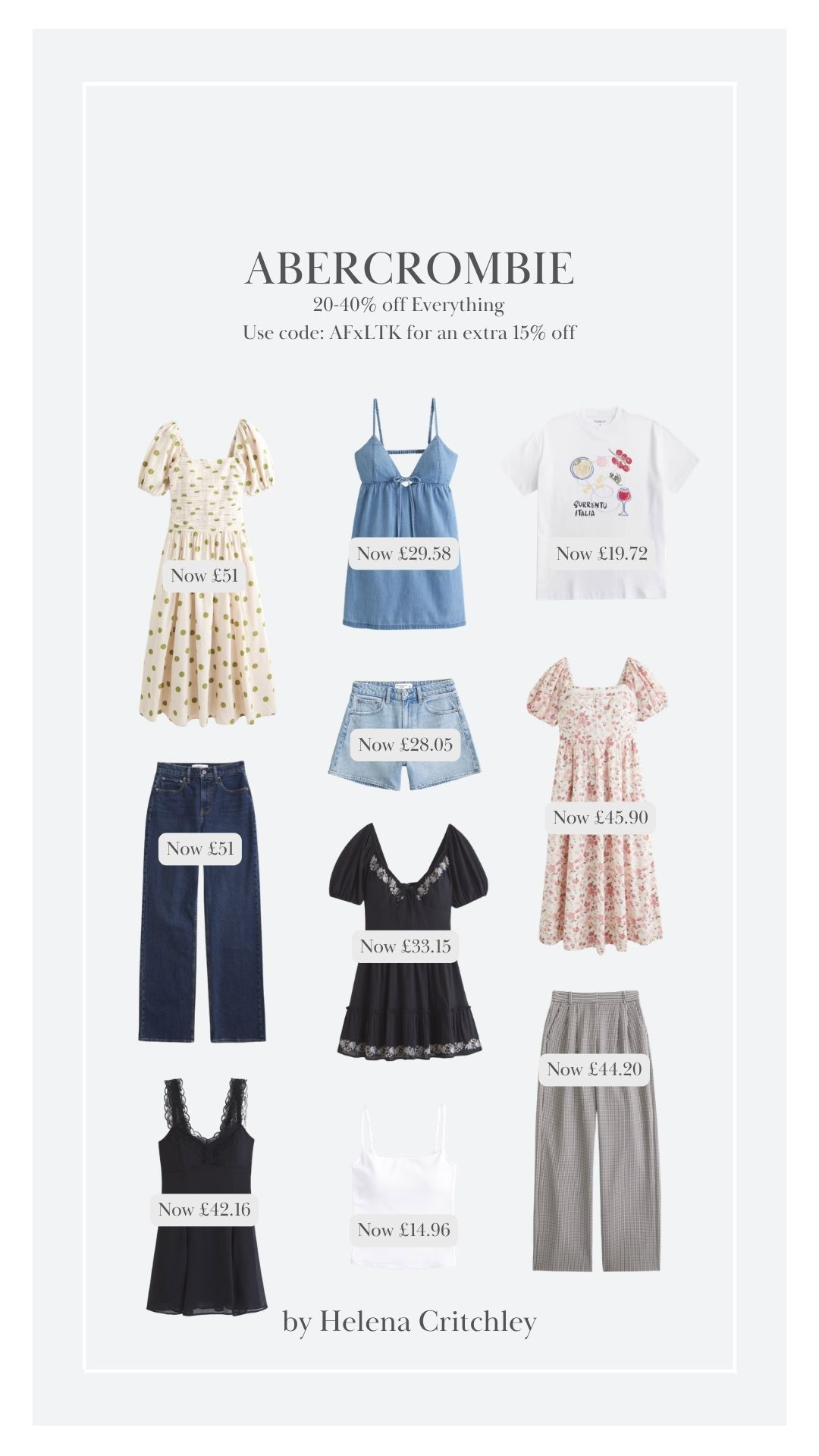 My Abercrombie Picks! 20-40% off everything plus use Code: AFxLTK for an extra 15% off 🩷 

Spring Style, Spring Fashion, Spring Outfit, Floral Dress, Lace Trimmed Dress, Denim Shorts, Graphic T-shirt, Cami Top 

 #LTKuk #LTKspring #LTKeurope