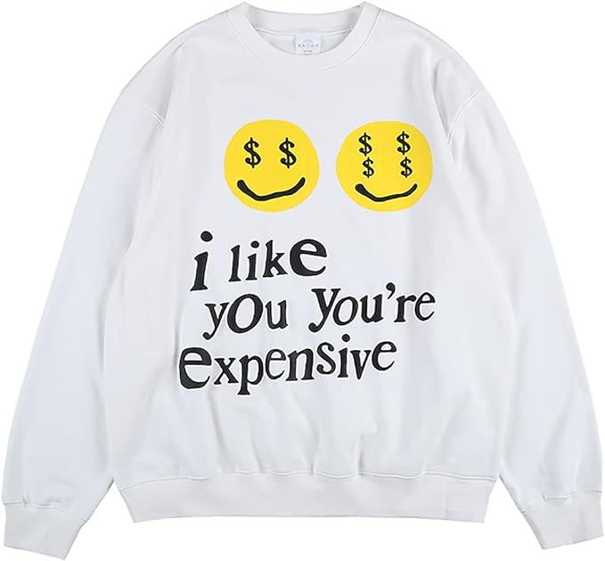 CPFM I Like You You're Espensive Sweatshirt Letter Print Hip Hop Crew Neck Hoodie For Men And Wom... | Amazon (US)