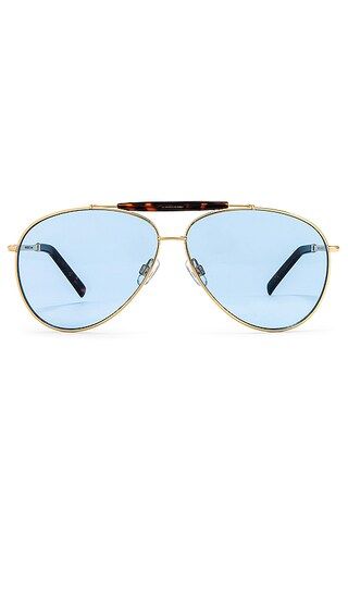 The City Sunglasses in Gold Metal & Blue | Revolve Clothing (Global)