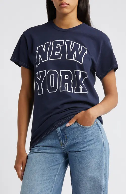 Vinyl Icons New York Cotton Graphic T-Shirt in Navy at Nordstrom, Size Small | Nordstrom