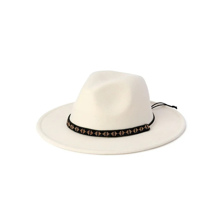 Time and Tru Adult Women's Almond Beaded Trim Fedora - Walmart.com | Walmart (US)