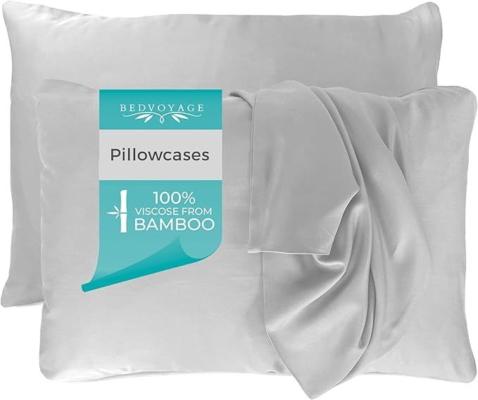 BedVoyage Luxury 100% Viscose derived from Bamboo Pillowcase Set, Standard - Stone | Amazon (US)