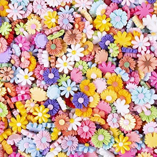 100Pcs Flower Daisy Slime Charms Set Easter DIY Craft Mixed Making Resin Jewery Making Charms Emb... | Amazon (US)