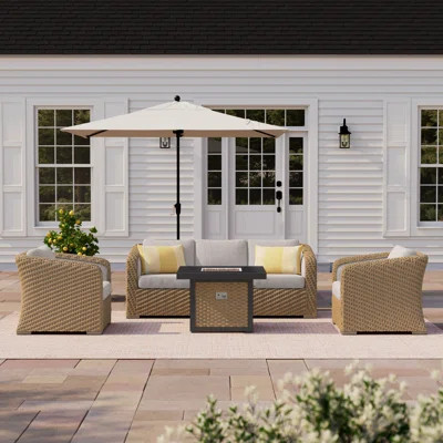 Edicott 4 Piece Sofa Seating Group with Cushions | Wayfair North America