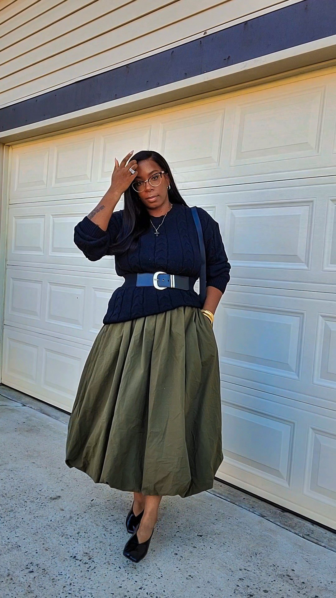 Midsize OOTD. Belted my sweater from my 2 piece set. Paired it over my bubble skirt and flats. Simple look for errands.

#LTKStyleTip #LTKBeauty #LTKMidsize