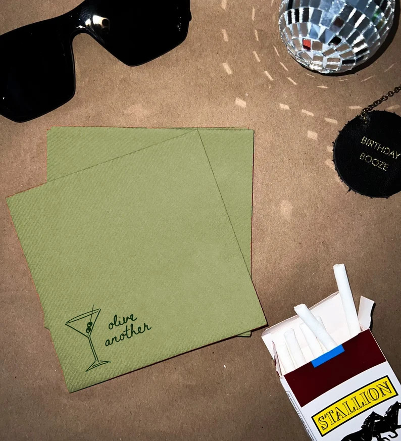 Olive Another Dirty Martini Cocktail Napkin Set 30 Pieces | For Wedding, Engagement Party, Rehear... | Etsy (US)