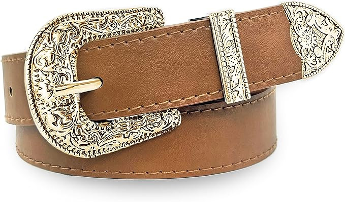 Western Belt for Women Men Cowboys Cowgirls Carving Buckles Belts for Jeans Pants | Amazon (US)
