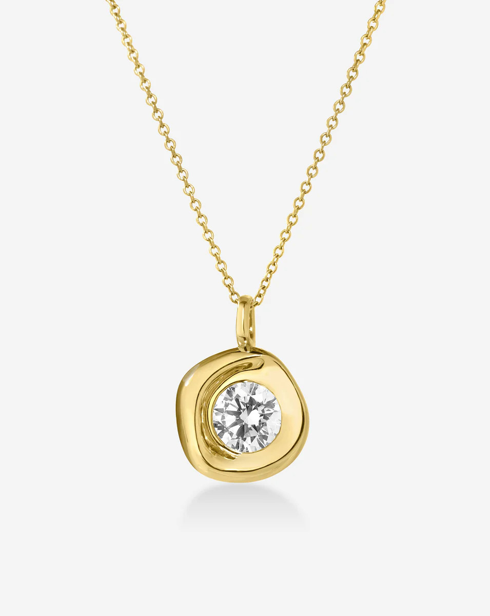 Organic Bezel Lab Diamond Pendant Necklace | Ring Concierge