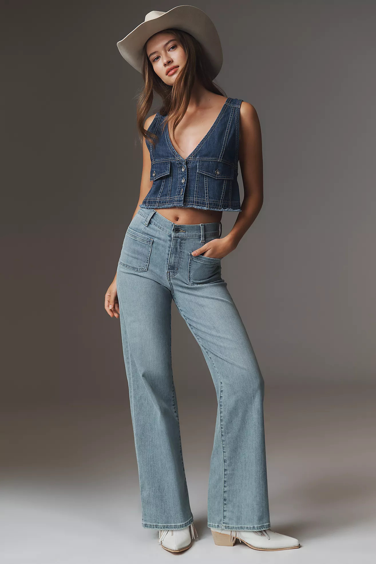 FRAME Le Slim Palazzo High-Rise Jeans | Anthropologie (US)