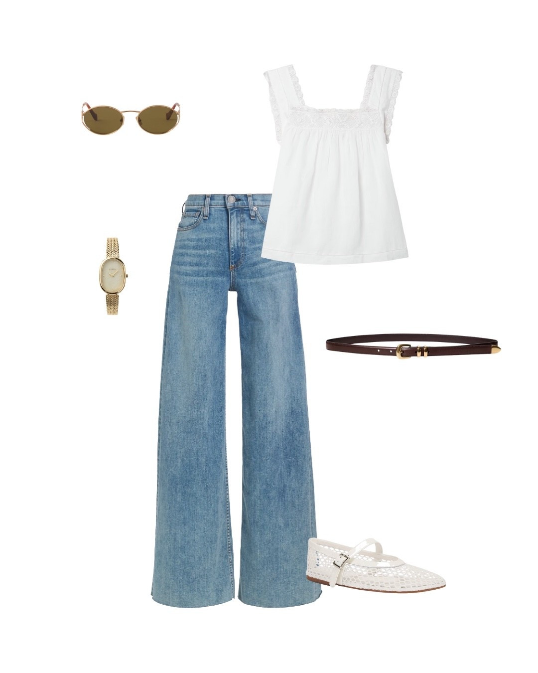 An easy, flattering outfit you’ll wear on repeat: a cute white tank-style blouse paired with denim A-line jeans, styled with super chic sunglasses, classic Mary Jane shoes, and a sleek belt. The perfect casual yet polished look for everyday outings or dinner with friends. Effortless and elevated! #CasualChicStyle #FallOutfitInspo #EverydayLook #WhiteBlouseAndJeans #AlineDenim #MaryJaneStyle #ChicAccessories #LTKFallFashion #DinnerOutfit #MinimalStyle

#LTKFindsUnder100 #LTKSeasonal #LTKautumn