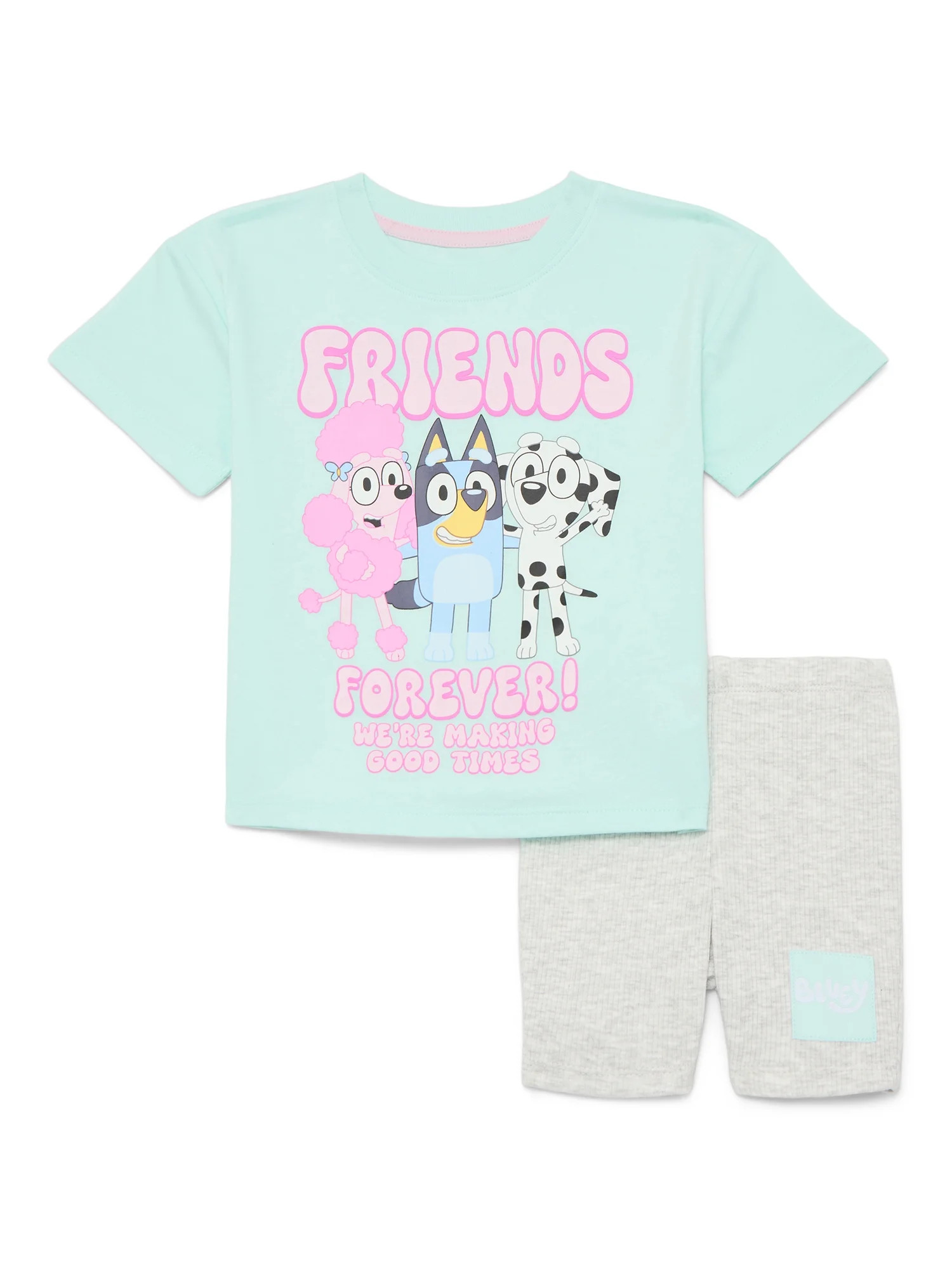 Bluey Toddler Girls Graphic Tee and Bike Shorts Set, 2-Piece, Sizes 12M-5T | Walmart (US)