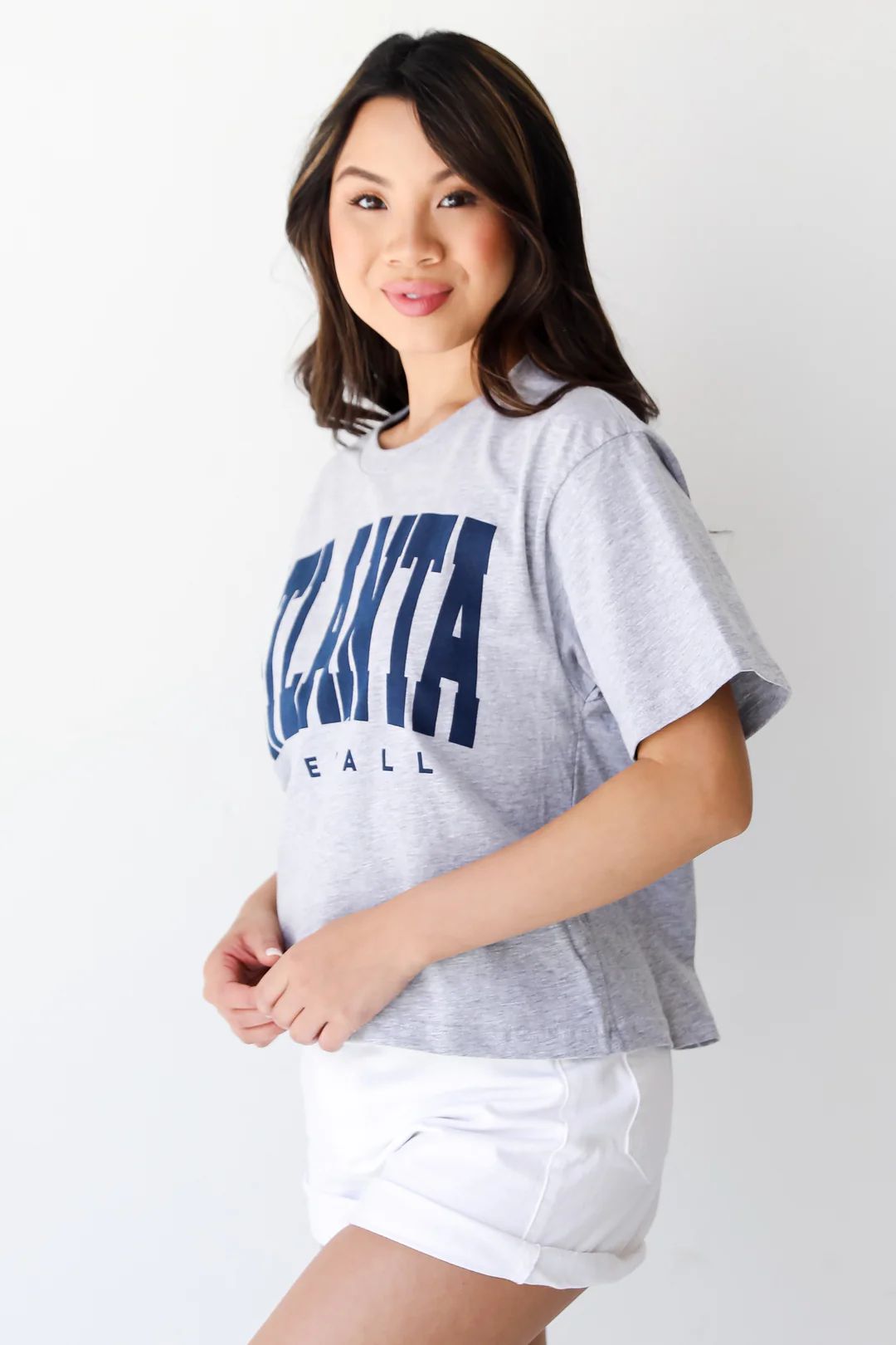 Heather Grey Atlanta Baseball Cropped Tee | Dress Up