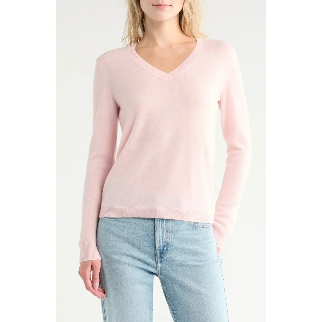 Nordstrom Cashmere V-Neck Sweater in Pink Cream at Nordstrom Rack, Size Xx-Small | Nordstrom Rack
