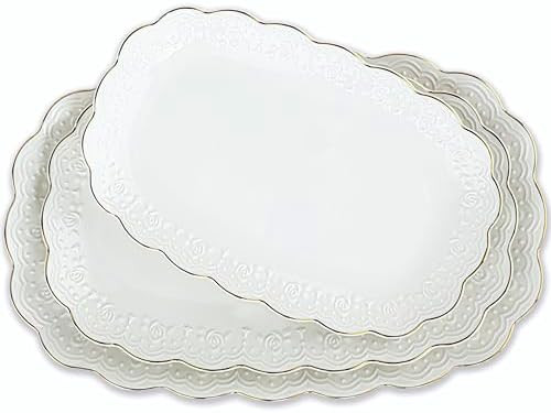 Kassel Ceramic Serving Platter Set | 14”/12”/10” Oval Serving Trays for Entertaining at Par... | Amazon (US)