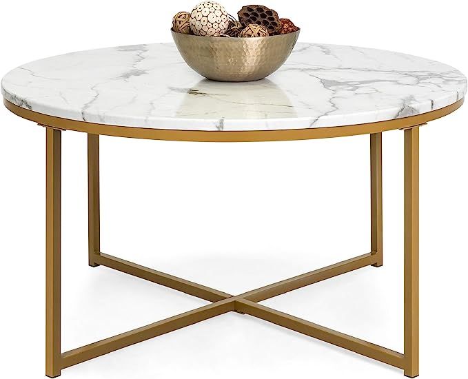 Best Choice Products 36in Faux Marble Modern Round Accent Side Coffee Table for Living Room, Dini... | Amazon (US)