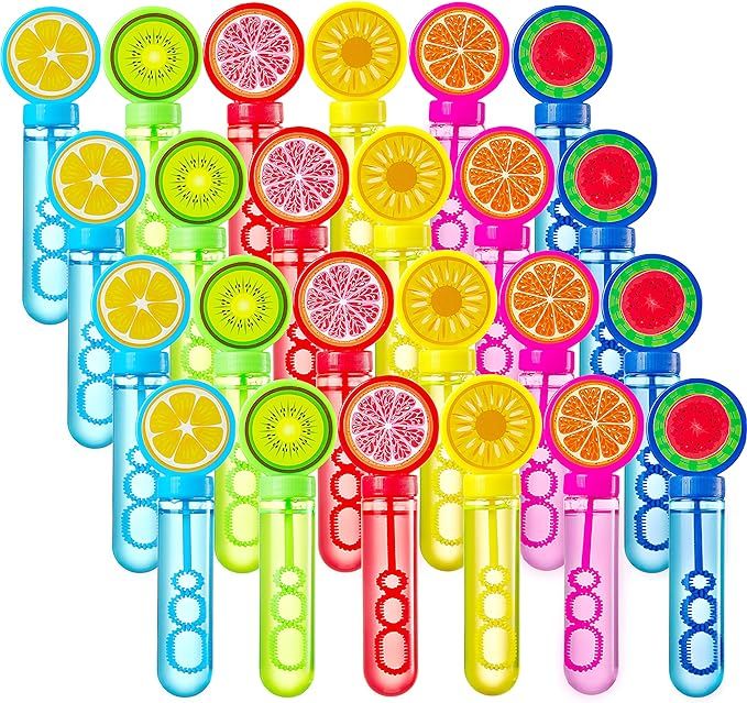 Sloosh 24 Pack Fruits Mini Bubble Wands (2 oz) for Kids Bubble Toys, Summer Bubble Fun Activity, ... | Amazon (US)