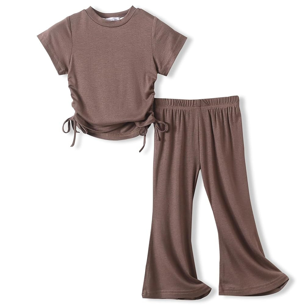 ACESTAR Toddler Baby Girls Clothes Set 2 Piece Summer Outfits Solid Short Sleeve T-Shirts Tee & F... | Amazon (US)