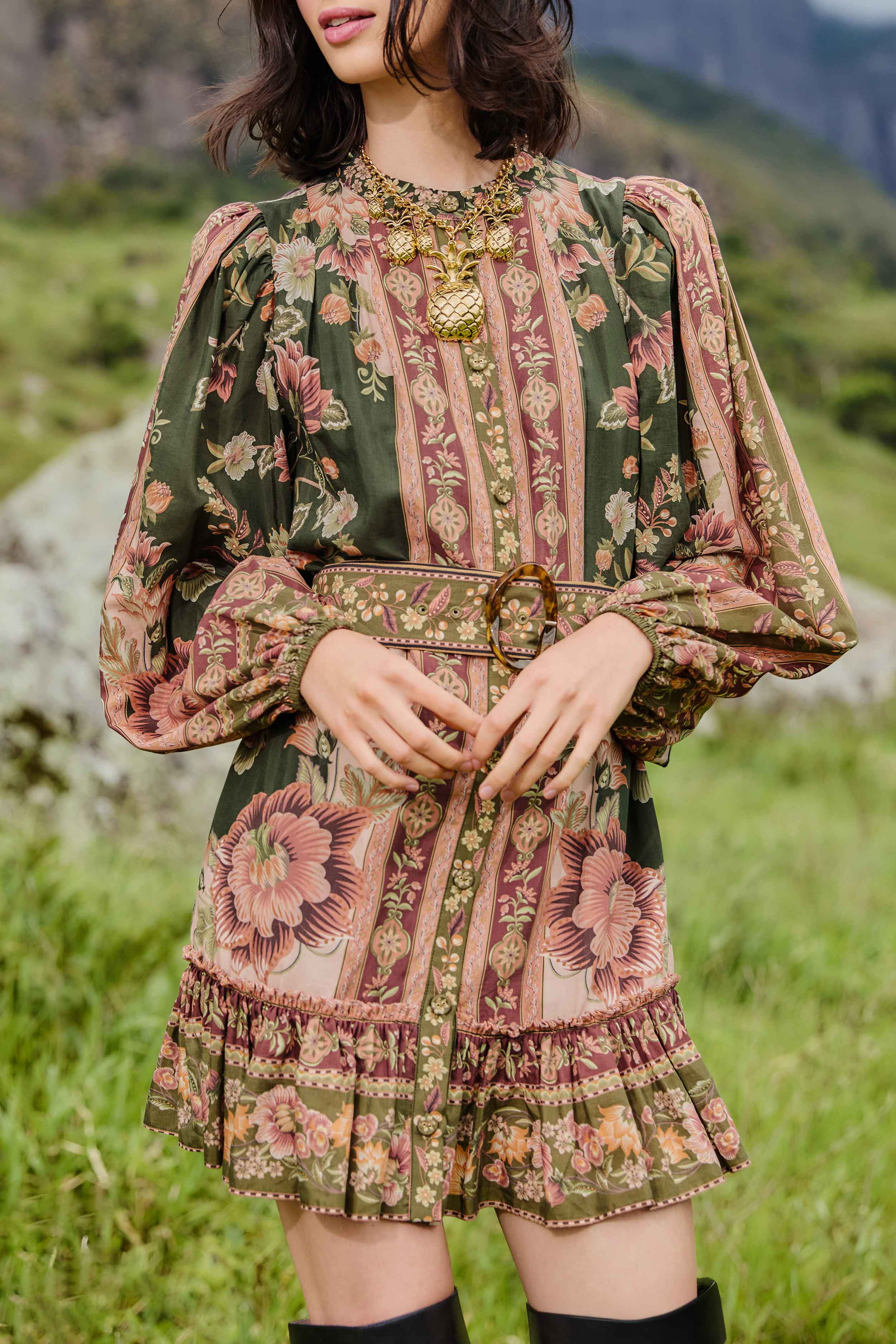 Green Flowering Garden Tree Mini Dress | FARM Rio | FarmRio (US)